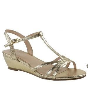 Paradox London Champagne Tessa Wedge Sandal Size 10 Formal Wedding NWOB